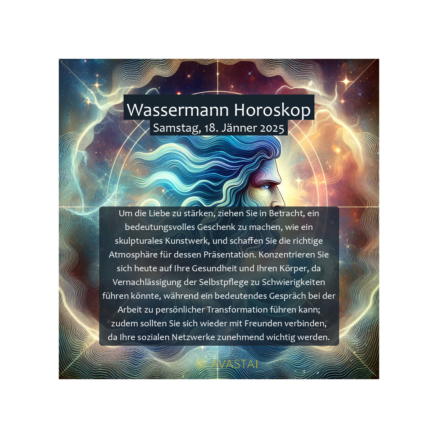 Wassermann Horoskop für den Samstag, 18. Jänner 2025: