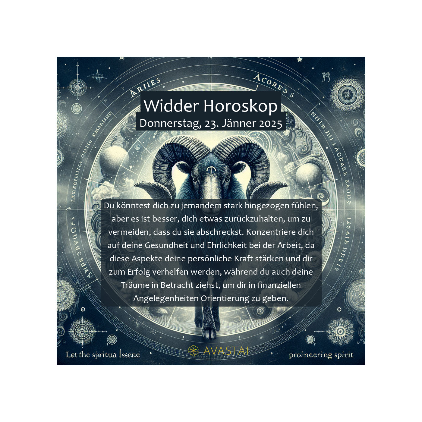 Widder Horoskop für den Donnerstag, 23. Jänner 2025:
