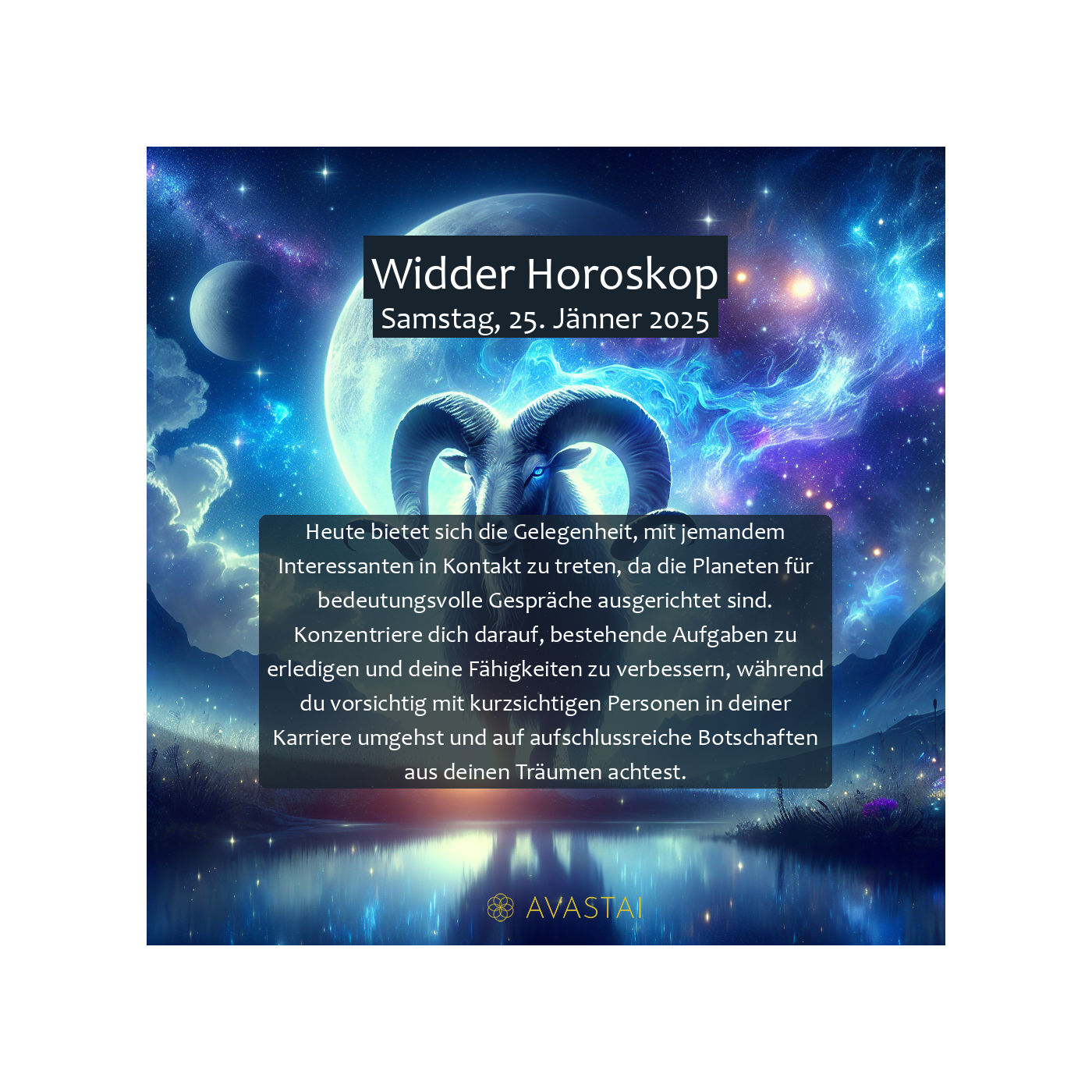 Widder Horoskop für den Samstag, 25. Jänner 2025:
