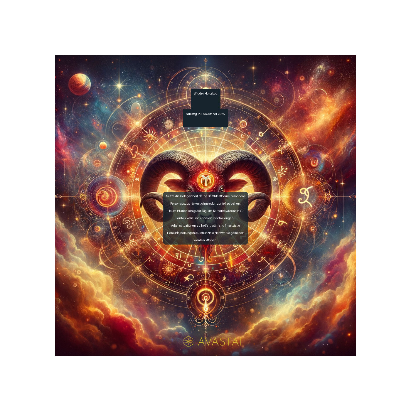 Widder Horoskop für den Samstag, 29. November 2025: