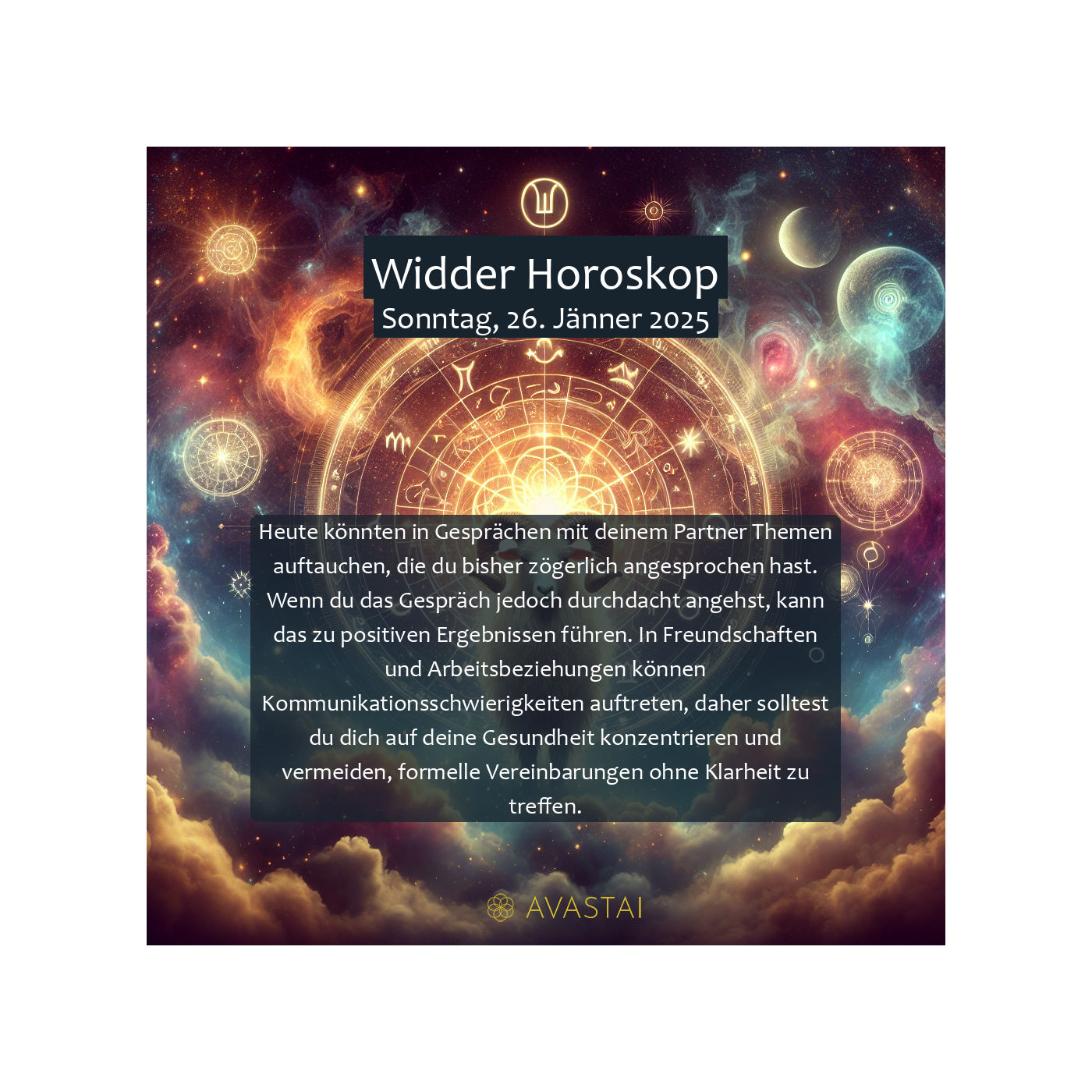 Widder Horoskop für den Sonntag, 26. Jänner 2025:
